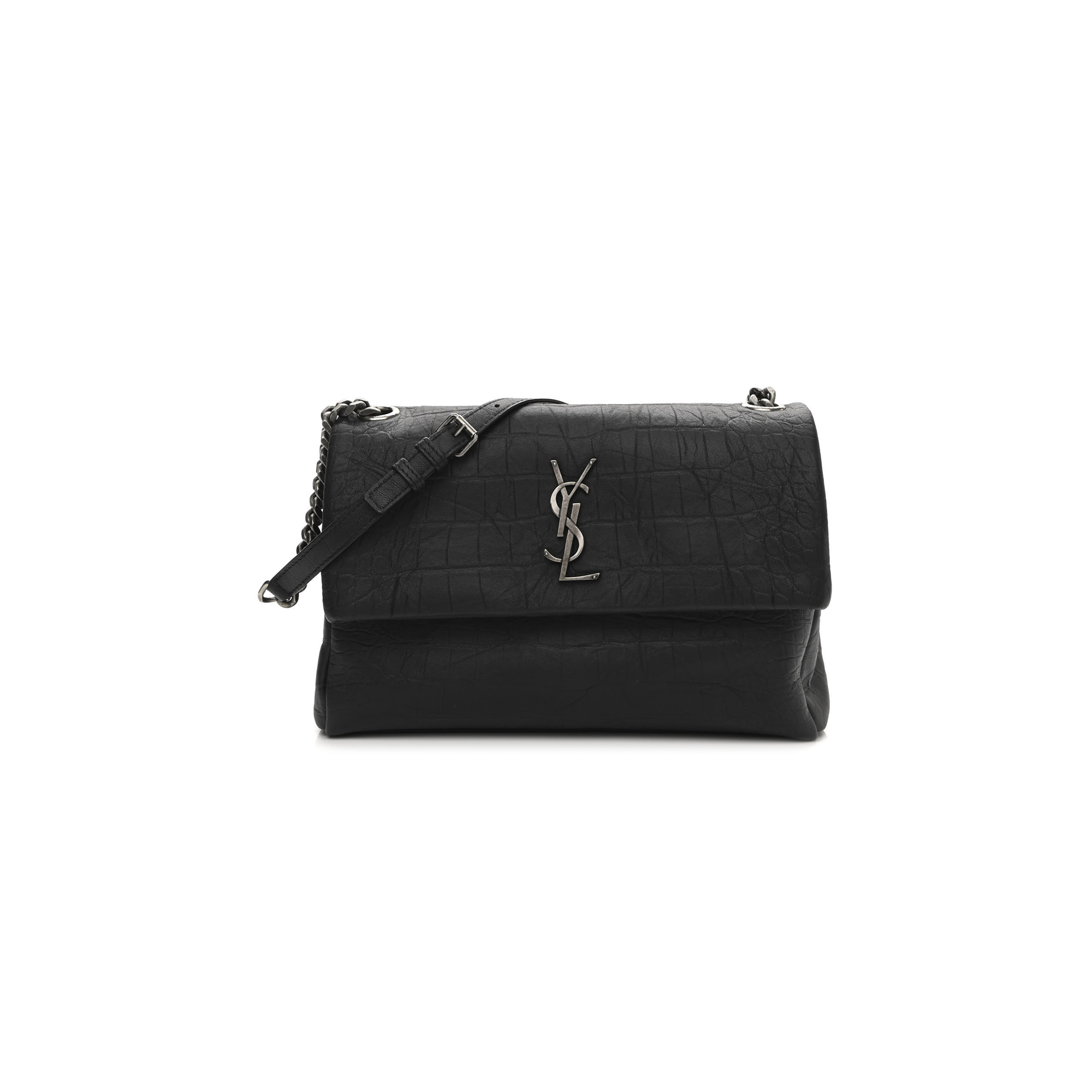 YSL MEDIUM WEST HOLLYWOOD MONOGRAM FOLD-OVER GREY 1079793 (24*15*10cm)